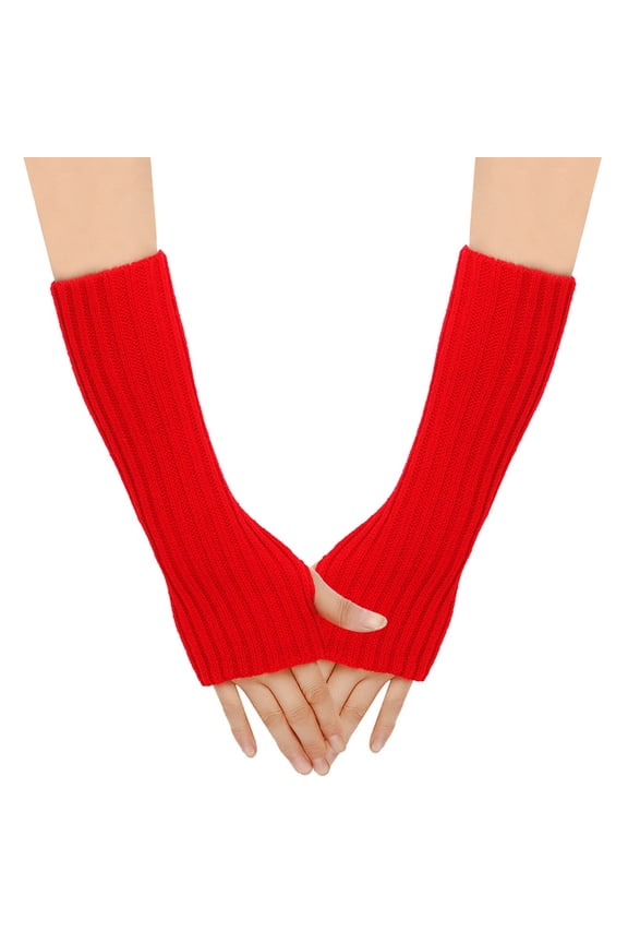 Women's Fingerless Gloves Solid Color Elbow Length Knitted Arm Warmers