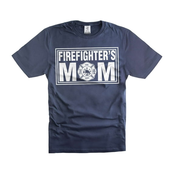 Women's Firefighter Shirts Firefighter's Mom Shirt Mother's Day Firefighter Shirts Mothers day Gifts (Large Navy Blue)