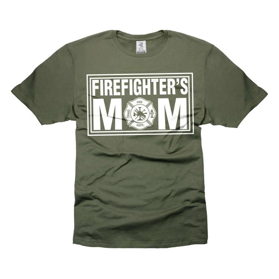 Women's Firefighter Shirts Firefighter's Mom Shirt Mother's Day Firefighter Shirts Mothers day Gifts (Medium Military Green)