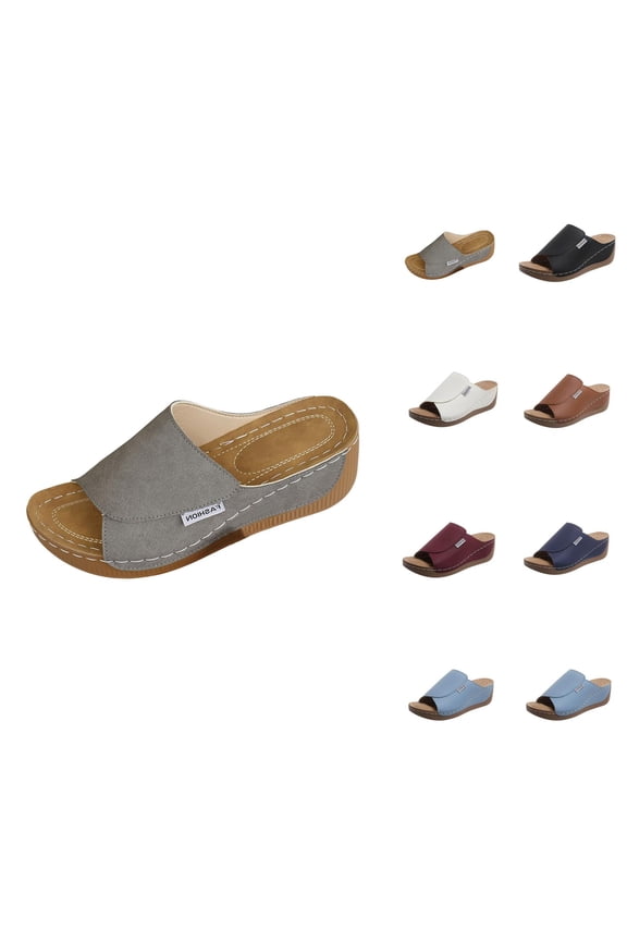 Women's Fish Mouth Shoes Platform Wedge Slippers Orthopedic Shoes Ergonomic & Non Sandals For Pain Relief Orthopaedic Open Toe Slippers