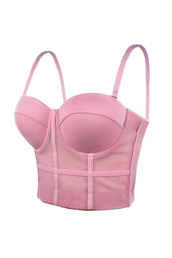 Women's Fishbone Corset Bra Sleeveless Push up Corset Bustier Bras Cropped Tops M