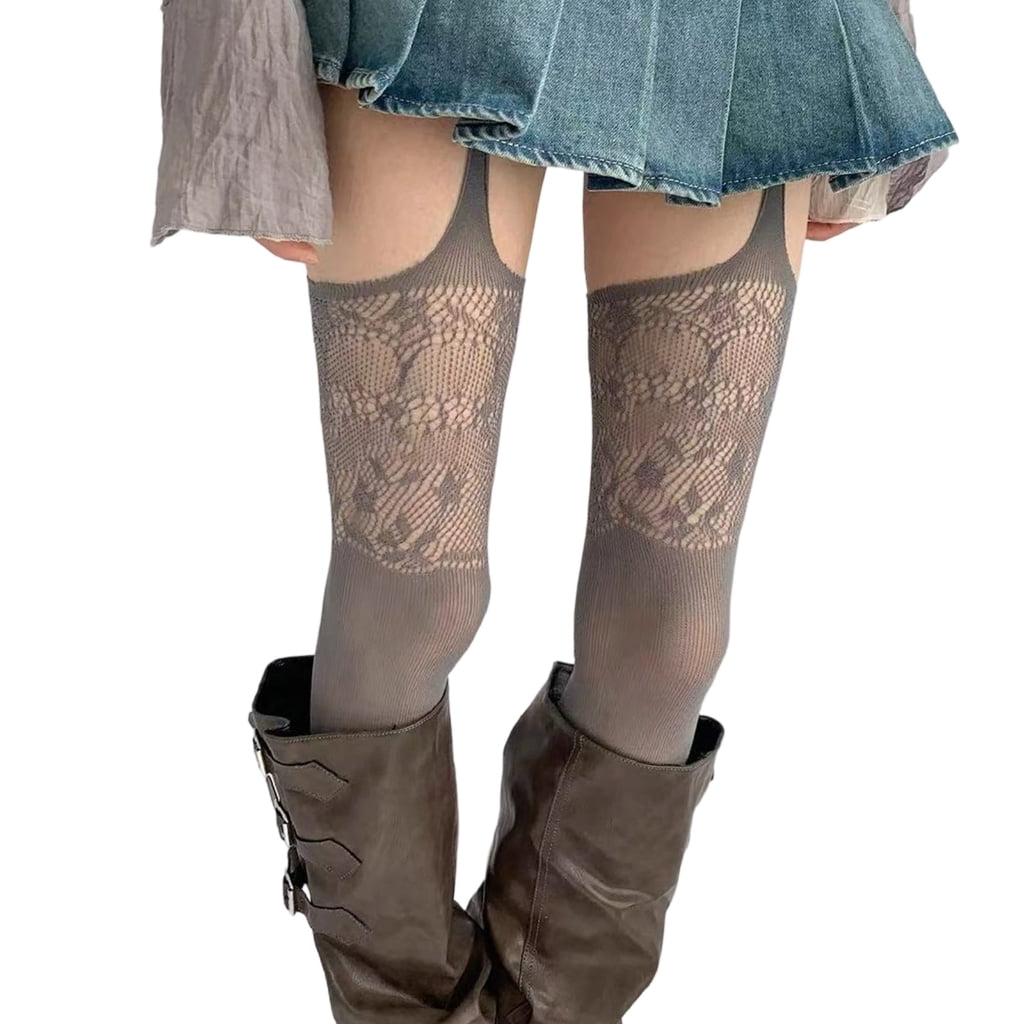 Garter Belt Thigh High Stockings Duchess Lace Top Stockings With Attached  Garter Belt – Sock Dreams