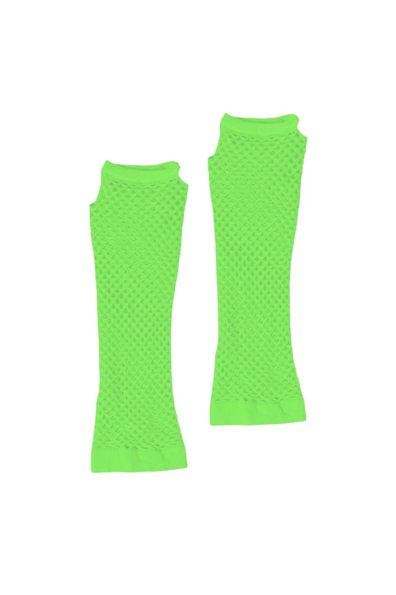 Women's Fishnet Gloves, 80s Retro Stretchable Long Mesh Gloves, Punk Fingerless Evening Gloves for Nightclub, Party, Costume Events and Theme Accessories, Elastic Nylon Gloves for Women Green