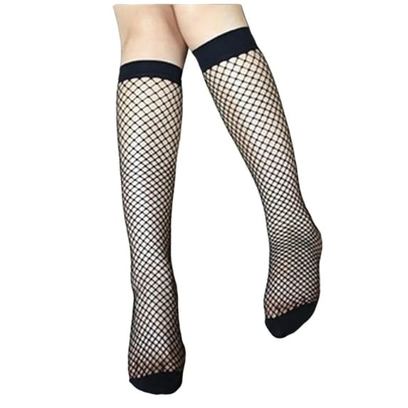 Women's Fishnet Knee High Socks Sheer Stay Up Stockings Fashion Stretchable Thin Dress Socks For Casual Wear