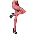 thumbnail image 1 of Women's Fishnet Pantyhose, Stars and Swirling Ribbons/Wine Red, One Size, 1 Pair, 1 of 1