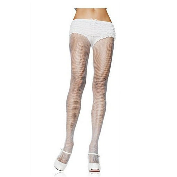 Women's Fishnet Pantyhose, White, One Size