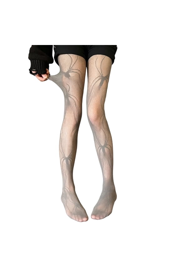 Women's Fishnet Tights Big Spider Print Stockings Witch Party Dress Up Funny Feastival Accessories