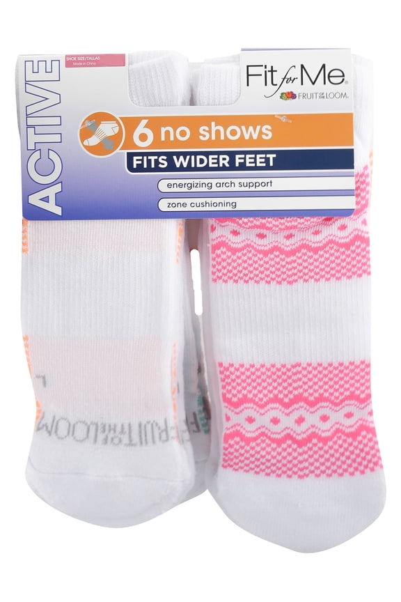 Women's Fit For Me Everyday Active No Show Socks 6 Pair