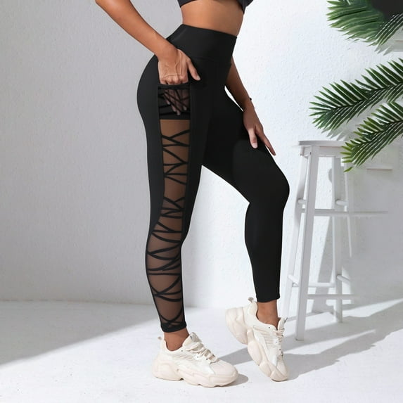 Women's Fitness High Waisted And Abdominal Pocket Nine Quarter Yoga Pants Women Yoga Pants with Pockets Pack Yoga Pants Flare Leg Workout Leggings Yoga Pants Medium Petite Textu Yoga Pants Women