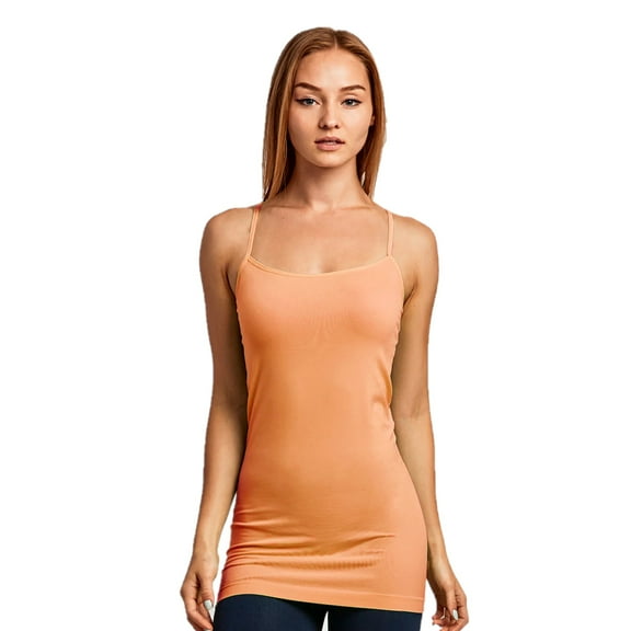Women's Fitted Adjustable Spaghetti Strap Camisole, Peach, 1 Pack