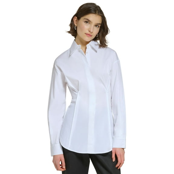 Women's Fitted Long-Sleeve Shirt White XL
