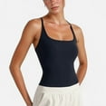 thumbnail image 1 of Women's Fitted Square Neck Tank Top with Built-In Bra and Racerback Design for Active and Casual Comfort - Large, Black, 1 of 7
