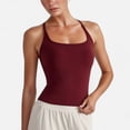 thumbnail image 1 of Women's Fitted Square Neck Tank Top with Built-In Bra and Racerback Design for Active and Casual Comfort - Large, Burgundy, 1 of 7