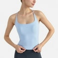 thumbnail image 1 of Women's Fitted Square Neck Tank Top with Built-In Bra and Racerback Design for Active and Casual Comfort - Small, Light Blue, 1 of 7