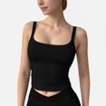 thumbnail image 1 of Women's Fitted Stretch Camisole Tank Top with Square Neckline and Thin Shoulder Straps - Small, Black, 1 of 6
