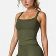 thumbnail image 1 of Women's Fitted Stretch Camisole Tank Top with Square Neckline and Thin Shoulder Straps - X Large, Olive Green, 1 of 6