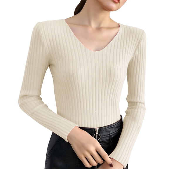 Women's Fitted Stretch Pullover Sweater Long Sleeve Solid Color Ribbed Knit Bodycon Top Soft Warm Slim Fit Casual Crewneck Fall Winter Basic Layering