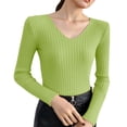 thumbnail image 1 of Women's Fitted Stretch Pullover Sweater Long Sleeve Solid Color Ribbed Knit Bodycon Top Soft Warm Slim Fit Casual Crewneck Fall Winter Basic Layering, 1 of 7