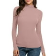 thumbnail image 1 of Women's Fitted Turtleneck Solid Color Long Sleeve Layering T-Shirt for Daily Casual Office & Cold-Season Outfits, 1 of 4
