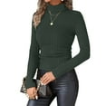 thumbnail image 1 of Women's Fitted Turtleneck Tops, Ribbed Knitted Base Layer, Soft and Warm Undershirts, 1 of 9