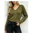 thumbnail image 1 of Women’s Fitted V-Neck Ribbed Knit Sweater, Long Sleeve Pullover Top, Sizes S-XL, 1 of 6