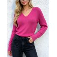 thumbnail image 1 of Women’s Fitted V-Neck Ribbed Knit Sweater, Long Sleeve Pullover Top, Sizes S-XL, 1 of 7