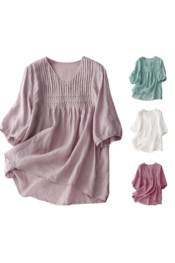 Women's Five Point Sleeve Embroidery Loose Literary Top Long Sleeve Crew Neck Top/Shirt Super Tight Sleeve Women Shirts Fall Womens Short Sleeve T Long Sleeve Shirt Women Button Button down