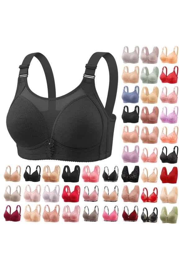Women's Fixed Cup Wireless Bra Plus Size Seamless, Solid Color Comfort Sleep Lingerie, Non-Shifting Padding Daily Underwear, Wide Strap Support No Underwire