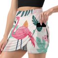 thumbnail image 1 of Women's Flamingo Print High Waist A-Line Mini Skirts Colorful Pleated Short Skirt Trendy E-Girls Streetwear, 1 of 5
