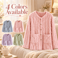thumbnail image 1 of Women's Flannel Bed Jacket Fuzzy Fleece Pajama Tops Button up Velvet Soft Warm Winter Sleepwear with Pockets New Winter Pajamas Tops for Women Pinky L, 1 of 9