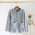 thumbnail image 1 of Women's Flannel Bed Jacket Fuzzy Fleece Pajama Tops Button up Velvet Soft Warm Winter Sleepwear with Pockets New Light Blue L, 1 of 3