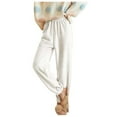 thumbnail image 1 of Women's Flannel Casual Fashion Elastic Waist Pants Winter Solid Color Warm Pants, 1 of 2