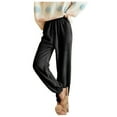thumbnail image 1 of Women's Flannel Casual Fashion Elastic Waist Pants Winter Solid Color Warm Pants, 1 of 2