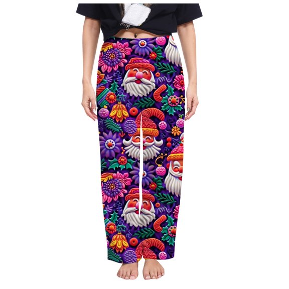 Women's Flannel Casual Pants 2024 Autumn Winter Soft Warm Christmas Printed Sleepwear Comfortable Stylish Trousers