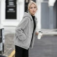 thumbnail image 1 of Women's Flannel Fleece Zip Up Hoodie - Cozy Oversized Fuzzy Jacket with Hood & Front Pockets-Gray, 1 of 9