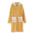 thumbnail image 1 of Women's Flannel Hoodie Nightgown Button Down Fuzzy Fleece Cozy Plush Warm Winter House Coat Lounge Sleepdress with Pocket, 1 of 3