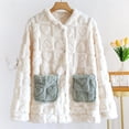 thumbnail image 1 of Women's Flannel Jacket Fuzzy Fleece Pajama Tops Soft Warm Winter Sleepwear Button up Loungewear with Pockets New Fall Pajamas Tops Women Plus Size White XL, 1 of 7