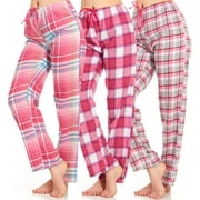 Women’s Flannel Pajama Pants - Ladies’ Soft Plaid Pajama Pants - Comfortable pajama pants for women- Lounge Pants-Pack Of 3