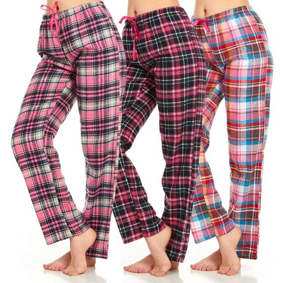 Women’s Flannel Pajama Pants - Ladies’ Soft Plaid Pajama Pants - Comfortable pajama pants for women- Lounge Pants-Pack Of 3