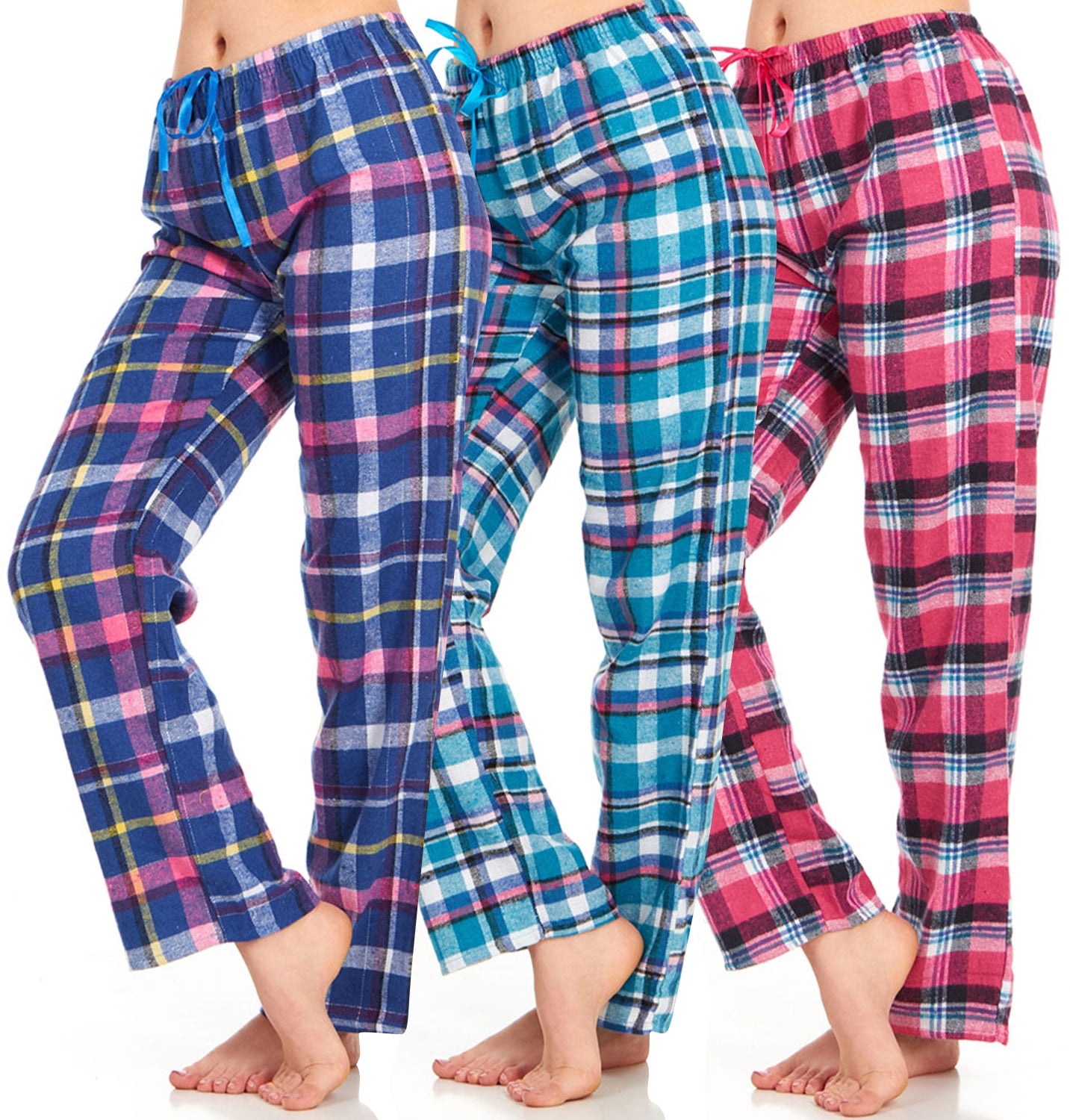 Women’s Flannel Pajama Pants - Ladies’ Soft Plaid Pajama Pants - Comfortable pajama pants for women- Lounge Pants-Pack Of 3