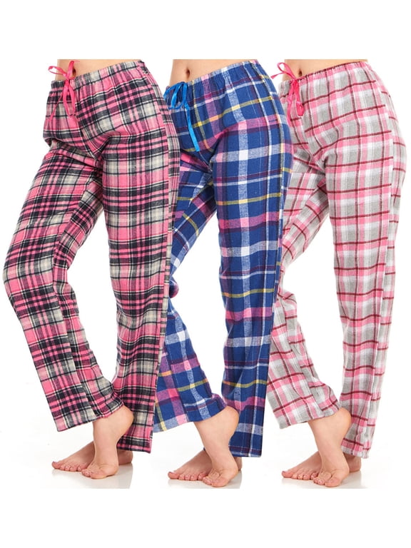 Women’s Flannel Pajama Pants - Ladies’ Soft Plaid Pajama Pants - Comfortable pajama pants for women- Lounge Pants-Pack Of 3