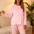 thumbnail image 1 of Women's Flannel Pajama Tops Long Sleeve Fuzzy Fleece Pj Shirts Fall Winter Soft Sleepwear Home Loungewear, 1 of 6