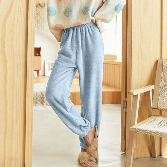 Women's Flannel Pajamas Casual Fashion Elastic Waist Ankle Letter Pants Winter Solid Color Warm Pants Women's plus Size Pants Yoga Pants plus Size Tall Women plus Size Pants Petite Women plus Size