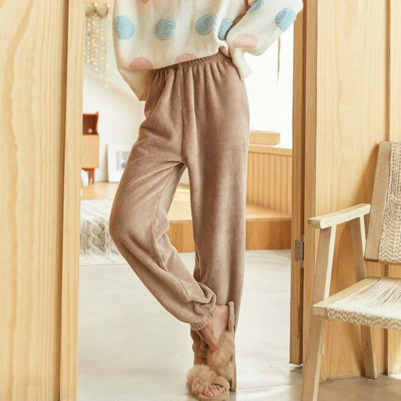 Women's Flannel Pajamas Casual Fashion Elastic Waist Ankle Letter Pants Winter Solid Color Warm Pants Women's plus Size Pants Yoga Pants plus Size Tall Women plus Size Pants Petite Women plus Size