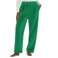 thumbnail image 1 of Women's Flannel Pajamas Pants Winter Warm Plush Solid Color Sleepwear Elastic Waist Fleece Lounge Pajama with Pockets Green XL, 1 of 5