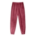 thumbnail image 1 of Women's Flannel Pajamas Pants Winter Warm Plush Solid Color Sleepwear Elastic Waist Fleece Lounge Pajama with Pockets Wine L, 1 of 6