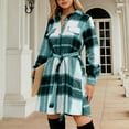 thumbnail image 1 of Women's Flannel Plaid Shacket Dress Long Sleeve Button Down Shirts Jacket Coats with Side Pockets, 1 of 3