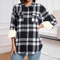 thumbnail image 1 of Women's Flannel Plaid Shacket Fall Outfits Long Sleeve Button down Fleece Lined Shirts Coats with Pockets New Style B-1 Multicolor XXL, 1 of 7