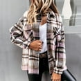 thumbnail image 1 of Women's Flannel Plaid Shacket Long Sleeve Button Down Shirts Jacket Coats with Side Pockets, 1 of 6