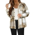 thumbnail image 1 of Women's Flannel Plaid Shackets 2024 Fall Winter Button Down Shirts Jacket Trendy Fleece Lined Warm Coats with Pockets, 1 of 4